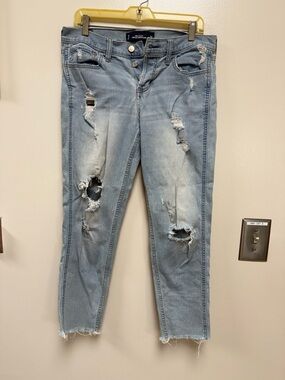 Hollister Light Blue Distressed Cropped Jeans